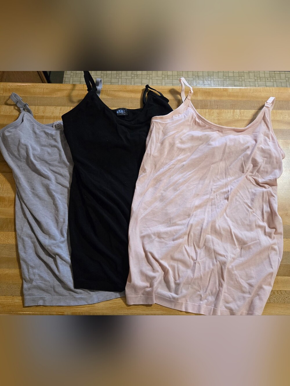 3 Nursing Tank Tops- Grey Black And Pink